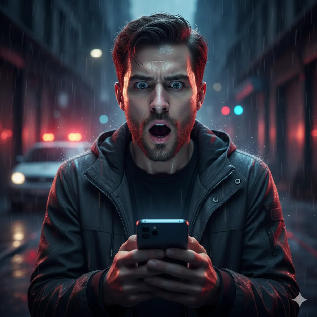 Personne consultant son téléphone en situation d'urgence