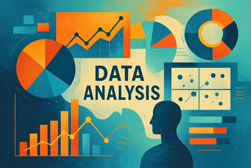 Illustration colorée d’analyse de données et dashboards business